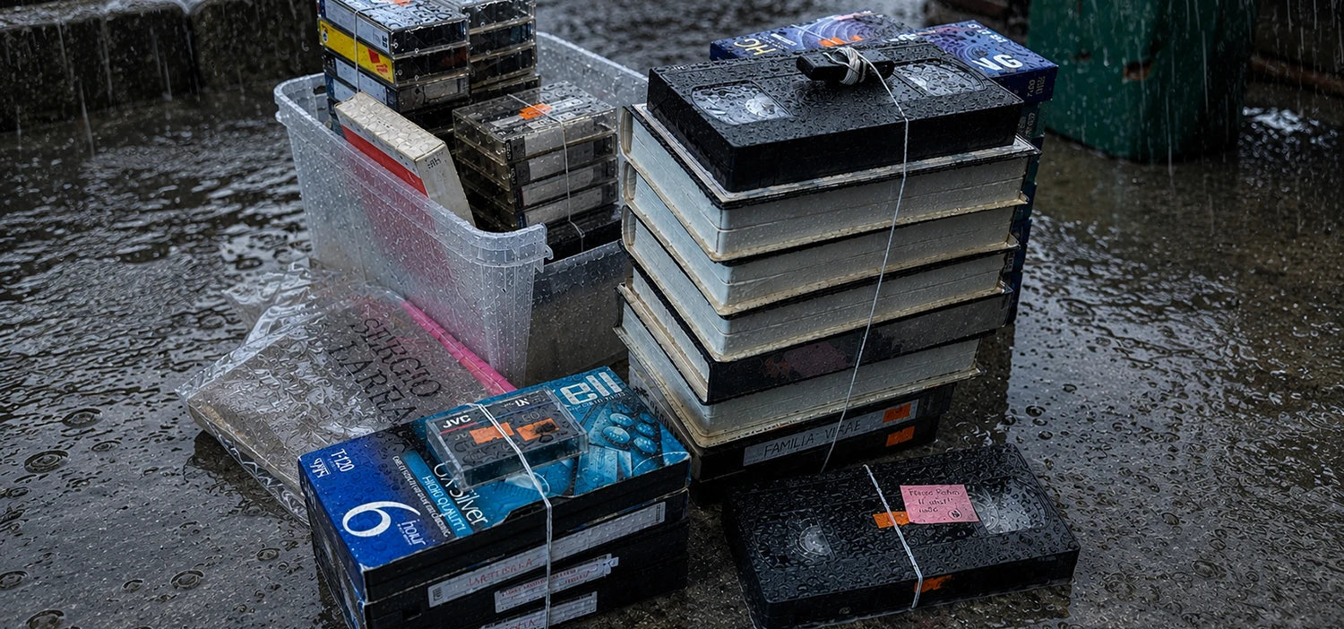VHS y recuerdos bajo la lluvia