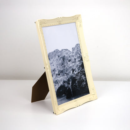 Fotografía de glaciar en marco de fotos ornamental beige con soporte