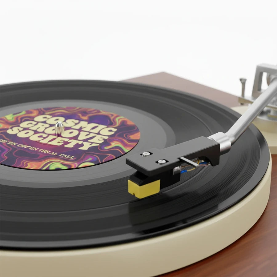 Disco de vinilo reproduciéndose en un tocadiscos